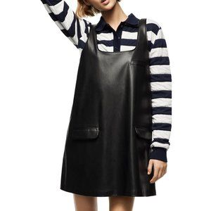 Zara Faux Vegan Leather Pinafore Overall Dress Women's Size Medium